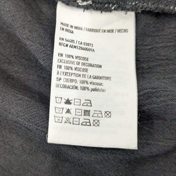 American Eagle Outfitters Blue Top Blouse Floral Embroidered Boho Bell Sleeve S - Picture 8 of 9